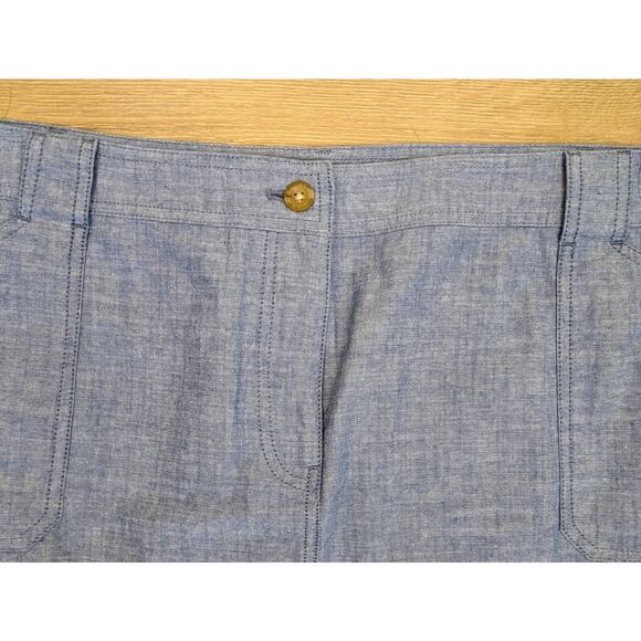 Talbots Miniskirt 20W Chambray Blue Cotton Preppy Pockets Summer Beach Coastal - Picture 5 of 9